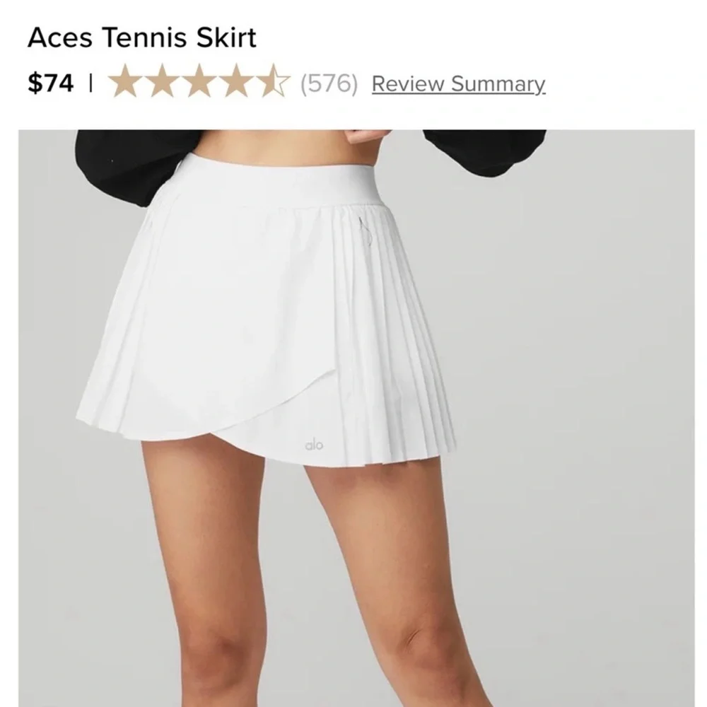 Alo White Pleated Skirt